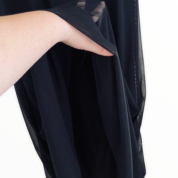 Tadashi Shoji Vintage Black‎ Mesh Overlay Maxi Flowy Skirt Size 10 - Picture 5 of 7